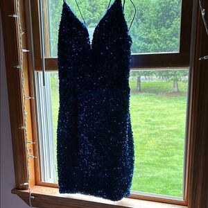 Elegant Blue Sequin Dress